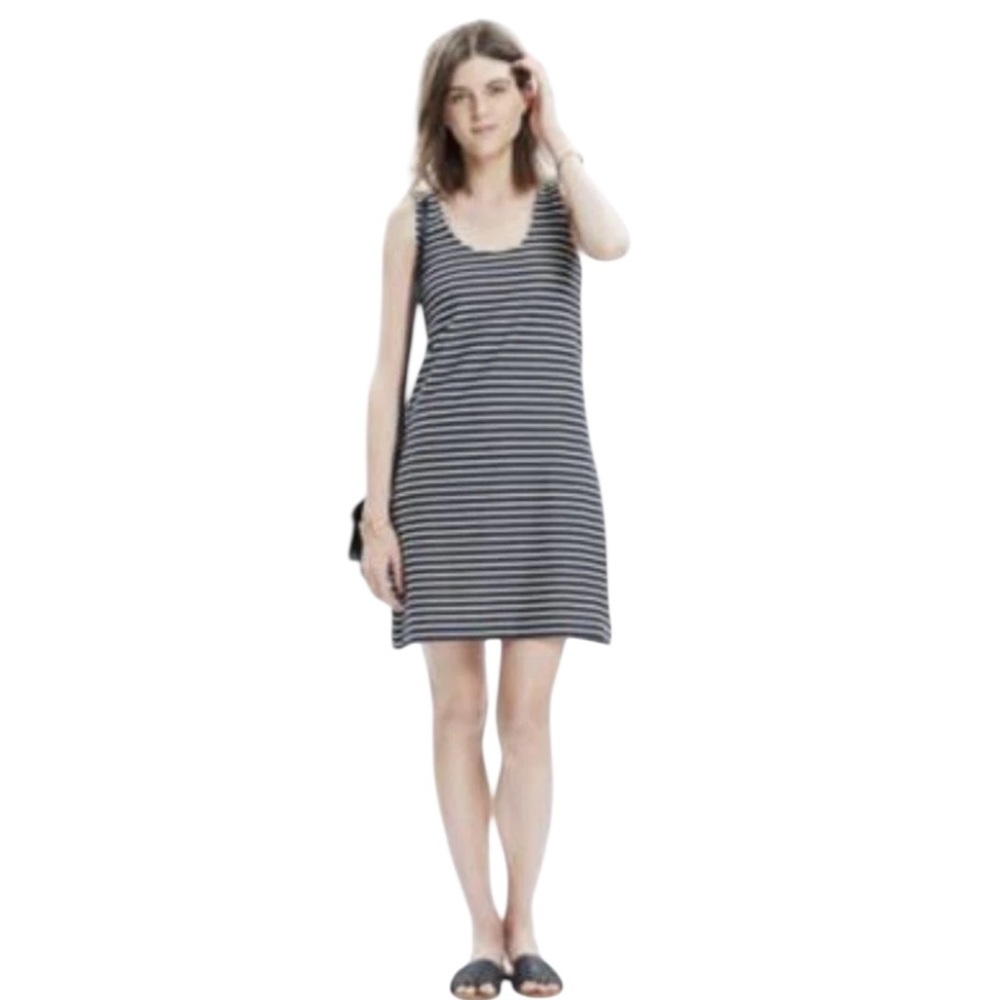 Madewell Women's Striped Black Ivory Tank Top Dress Size L